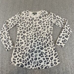 Charter Club 100% Cashmere Leopard Print Cold Shoulder Sweater XS